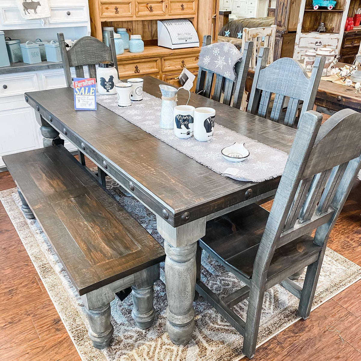 Weathered Farmhouse Table Set - Main Image