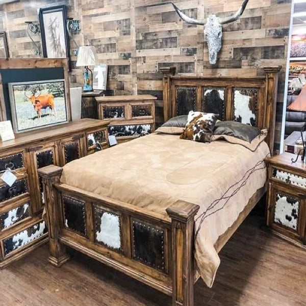 Cowhide Bedroom Set RusticHomeFurniture
