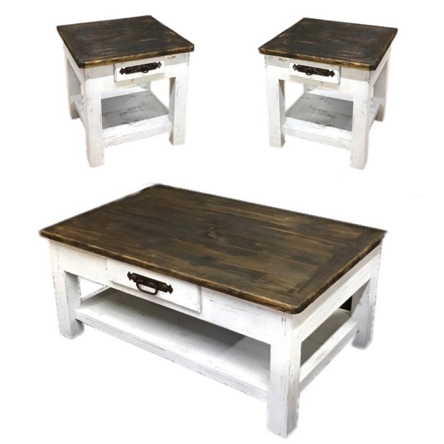 Rustic white coffee table set hotsell