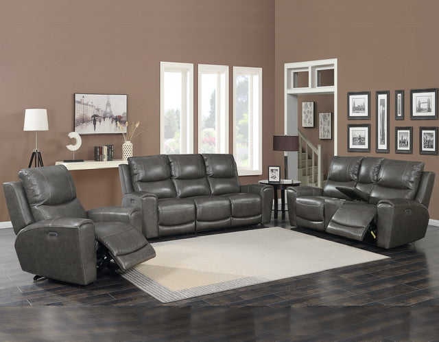Leather Laurel Gray Power Reclining Set