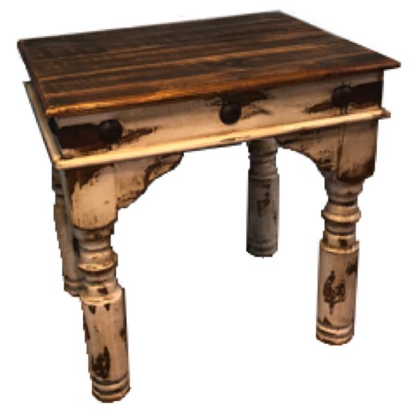 Olde White End Table