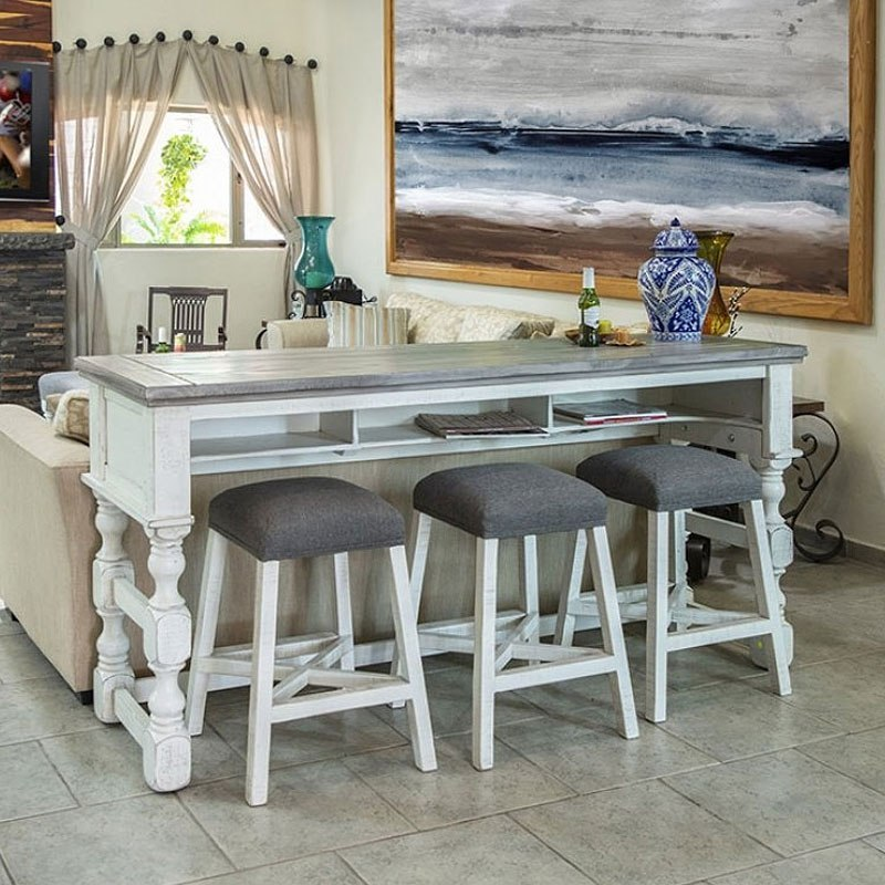 Stone Counter Height Sofa Table Bar Set – RusticHome-Furniture