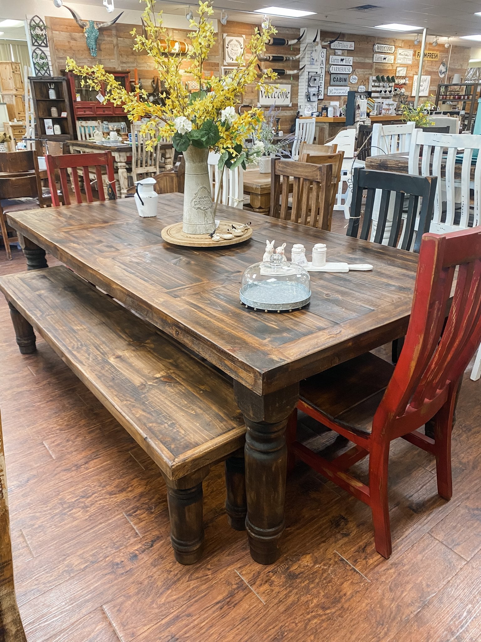 Farmhouse Table And Chairs Kitchen Table Dining Set With Bench Oak